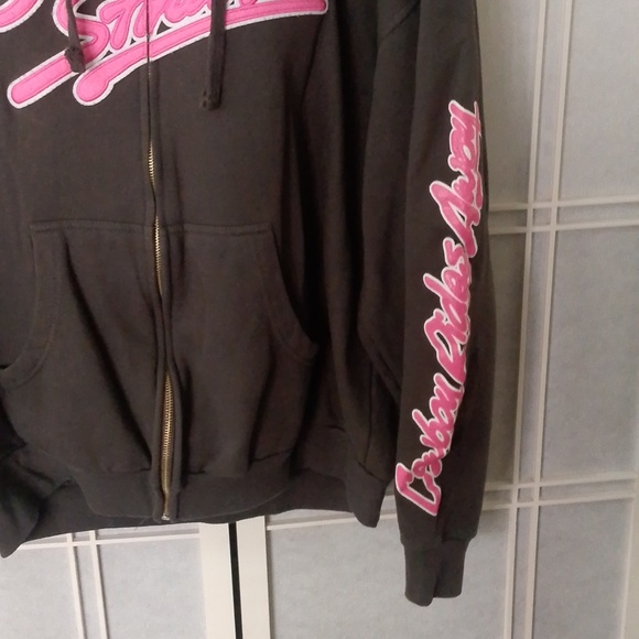 George Strait Cowboy Rides Away Grey Front Zip Hoodie Hot Pink Graphics Large - Picture 3 of 5